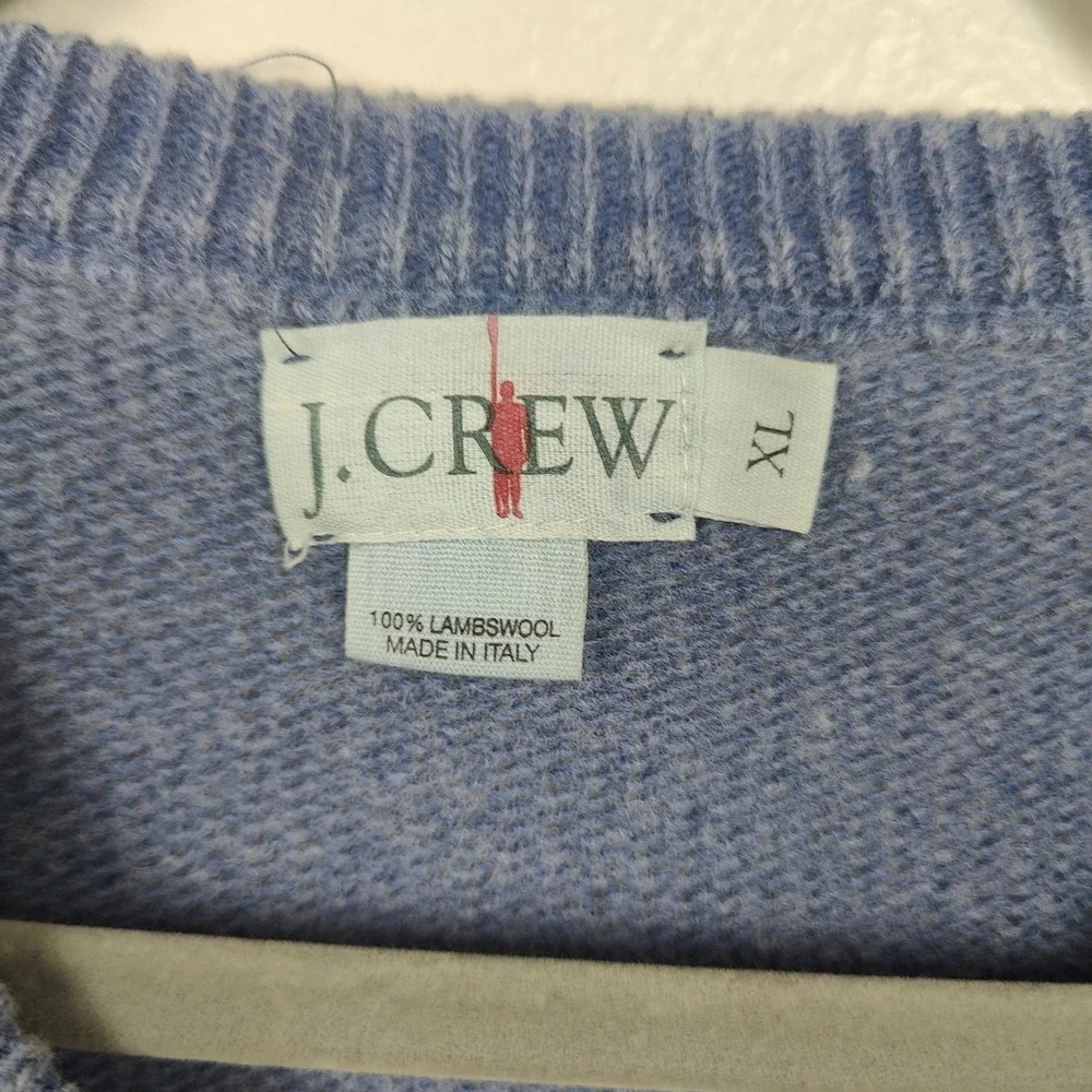 Vintage J Crew Lambswool Sweater Mens‎ XL Blue Knit Oarsman Made in Italy Preppy